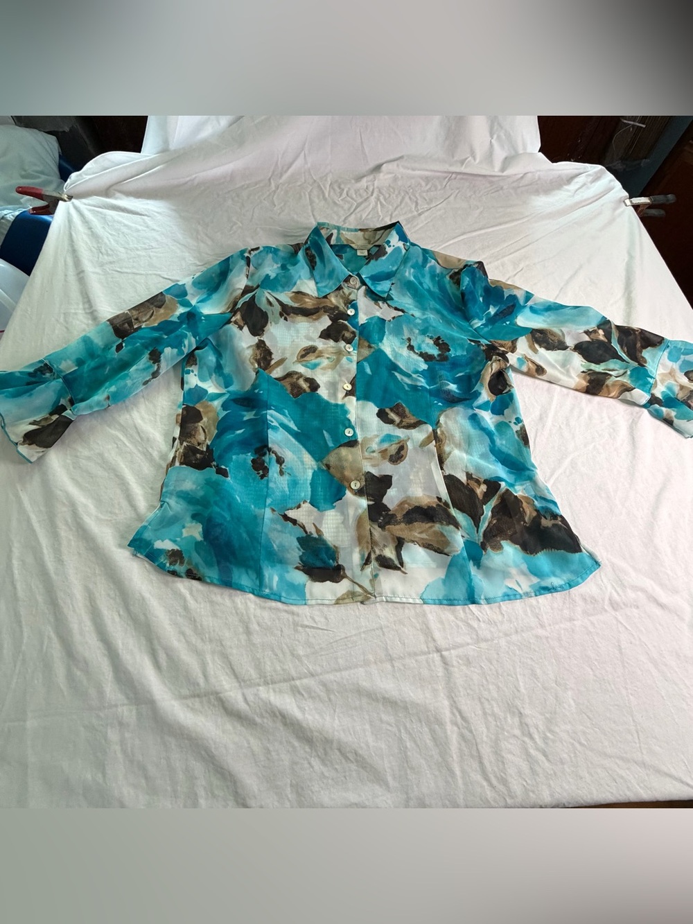 Christopher & Banks Teal and Brown 2pc Blouse set Size XL